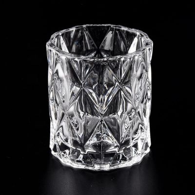 Geo cut 6 oz 8 oz empty clear luxury glass tumbler jars for candles