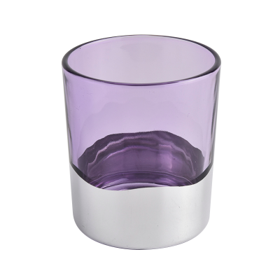Electroplating and spray purple 400l cylinder glass candle holder in bulk