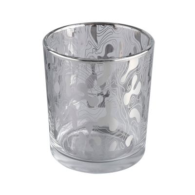 Hot sale 400ml special electroplating effect glass candle jar for wholesale