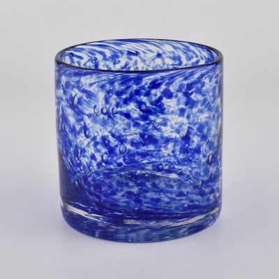 Luxury blue tumbler empty blue glass jars for candles