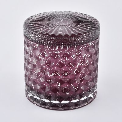 440ML glass red cylinder candle holder with lids for wedding