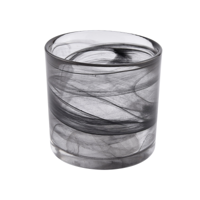 Black newly design cylinder glass candle holder