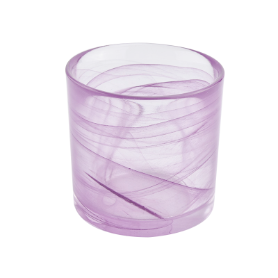 Newly design cylinder purple glass candle jar for home wholesale