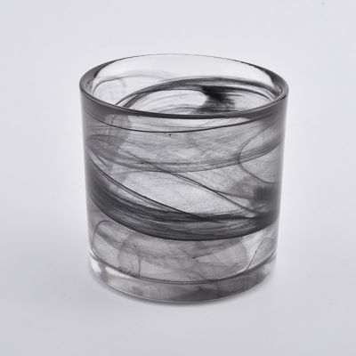 cylinder ground top glass container, black glass jar for candle making