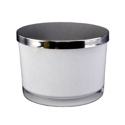 luxury white glass candle jar with metal lid