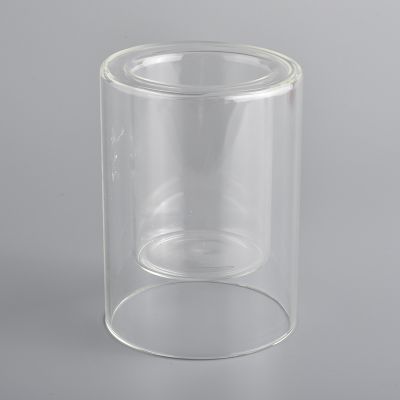 Luxury double glass candle holder for home decorative