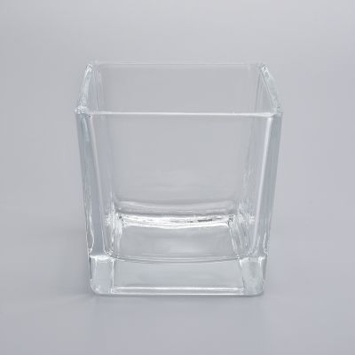 wholesale square clear glass candle holder