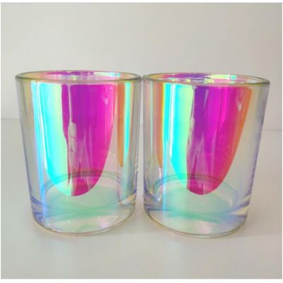 holograhic decorative glass candle jars with thick wall