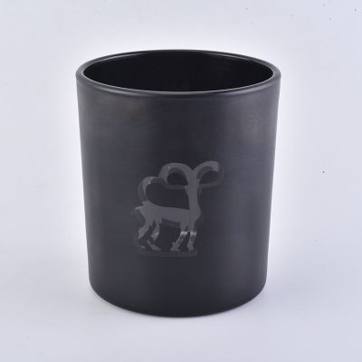 matte black glass candle container with custom logo, cylinder glass vessels for candles