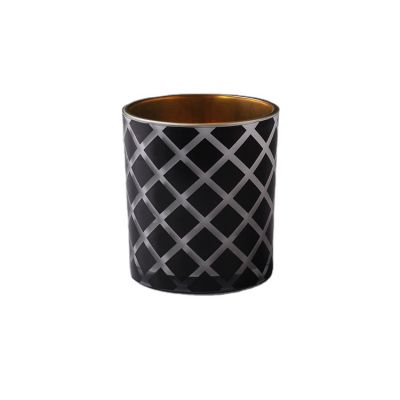 Gold inside black printing candle glass vessels
