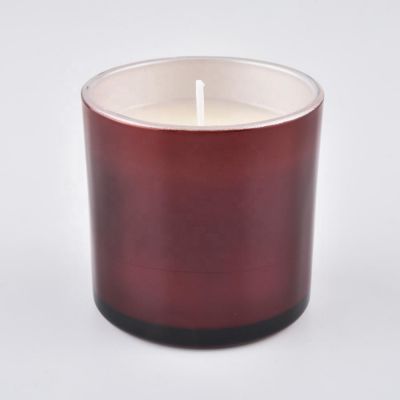 red glass soy candle holders
