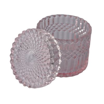 luxury pink diamond glass candle jars with lid
