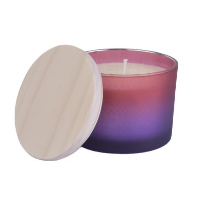colorful glass containers for candles with wood lid
