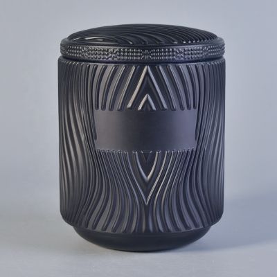Matte Black Glass Candle Jar With Lids
