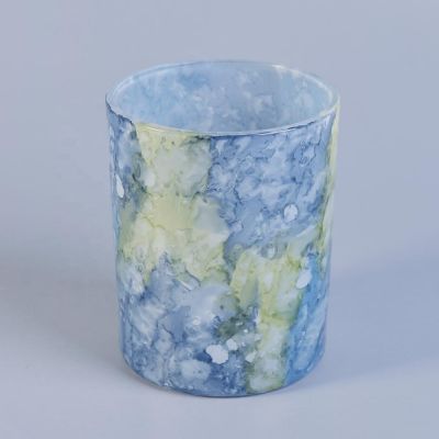 Marble painting cylinder hot sale glass candle jars