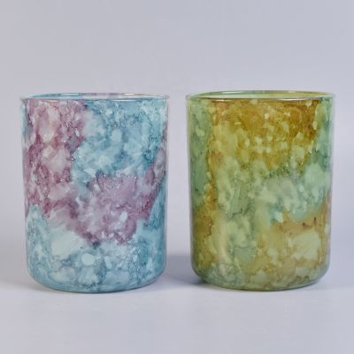 Colorful hand painting 10oz glass candle holder