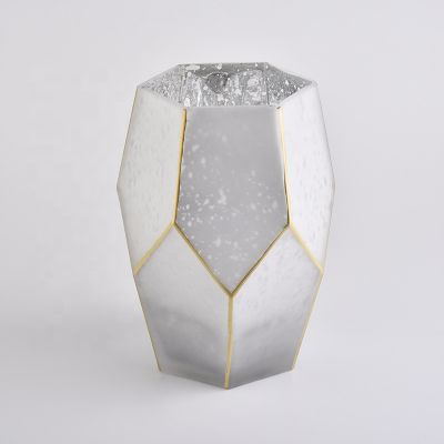 frosted white glass candle holders with gold rim