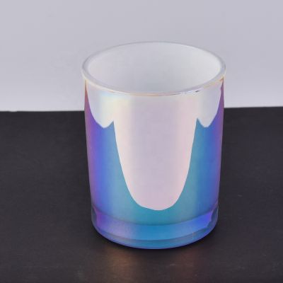 Newly iridescent white 10oz cylinder candle jars wholesale candle containers