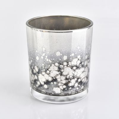 12 oz soy candle holder, unique glass candle jar silver color
