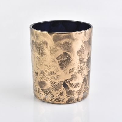 Amber leopard printing electroplated glass candle holders