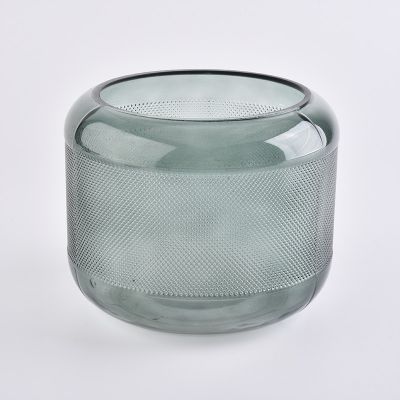 Handmade round shape candle jars thickness glass candle holder
