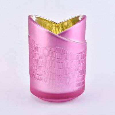 Luxury heart shape pink candle glass jar
