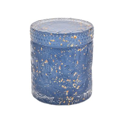 In bulk blue custom luxury glass container jar for candle making with lid