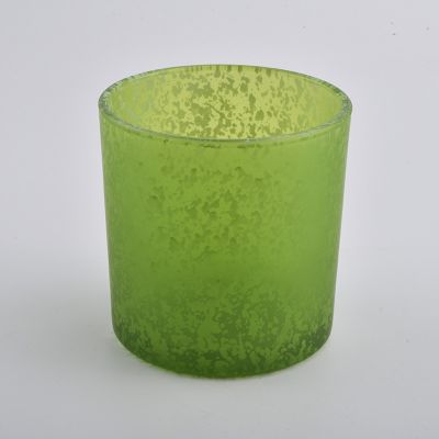 15 oz green decorative glass candle container, unique glass candle vessel for home decor