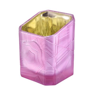 design custom pink luxury square Glass candle holder