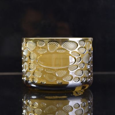 Luxury empty decorative glass jar gold candle 8oz