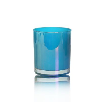 wholesale cheap home party blue glass candle holders glass candle vessels