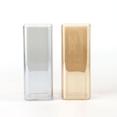 2021 best popular higi borosilicate suqare shape glass candle holder empty glass candle jar customized Lid for home decor
