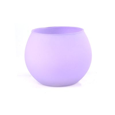 2021 New Desgin 400ml Frosted Empty Purple Glass Ball Candle jar Logo Customized