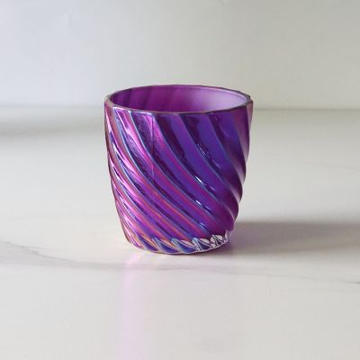 custom party electroplate colored glass candle holder for home use