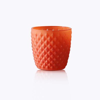 Orange glass candle holder for table centerpiece birthday decor glass candle holder with round bottom