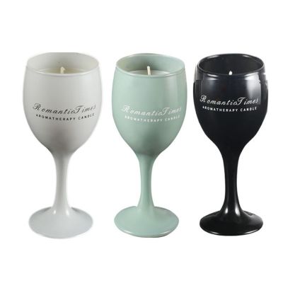 Wholesale home wedding decoration white Black Green glass candle cup glass goblet for candle making