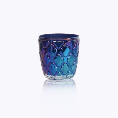 180ml bule electroplating technology empty glass candle cup pray glass candle holders
