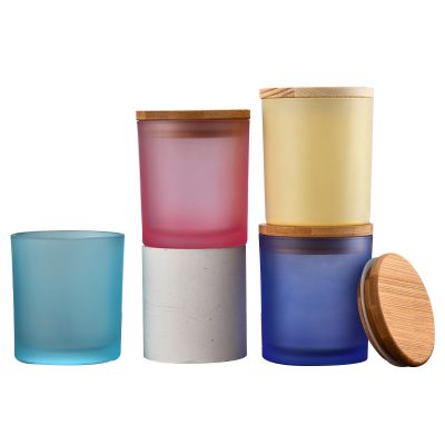 China Supply Spray Process Glass Candle Holder For Decoration With Lid Custom Color In Bulk