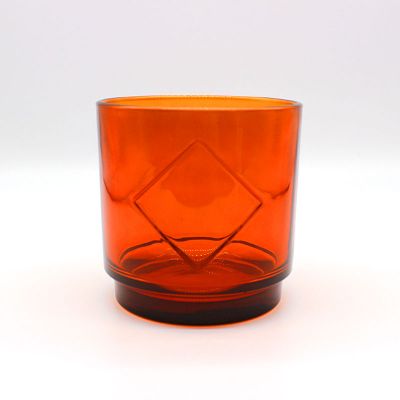 21oz 600ml Sprayed Amber Color Glass Candle Jar with Wooden Bamboo Lid Unique Glass Containers for Candle