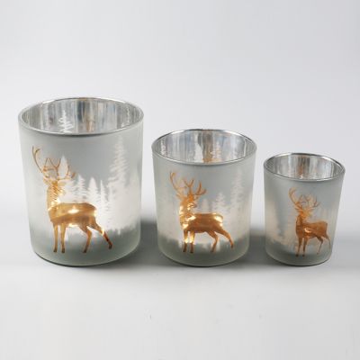 Antique silver moose votive tea light candle holder