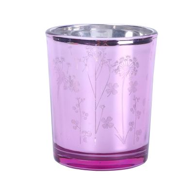 Home Decor Luxury Empty Recycled Unique Glass Wholsale Electroplated Candle Vessel
