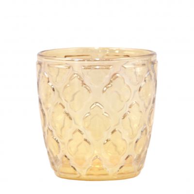 High Quality Good Feel Quality Pattern Amber Glass Candle Jar