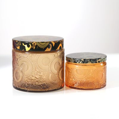 Wholesale Glass For Candle Fancy Textured Jars Candles High Borosilicate Customized Candle Jar Empty With Lid