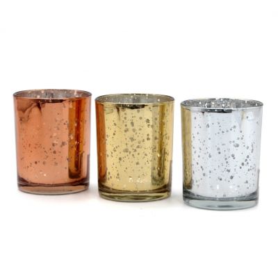 Glitte Metal Customized Glass Candle Cup Amber Candle Containers Luxury
