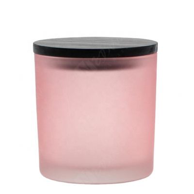 Frosted Glass Storage Container Candle Vessels Clear Pink Candle Jar