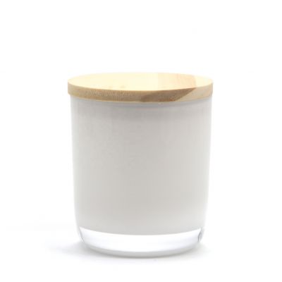 NEW 12oz Candle Jars in Bulk White Glass Candle Jar with Wood Lid