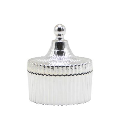NEW Luxury Plating Silver Glass Candle Jar Glass Candle Container with Lid