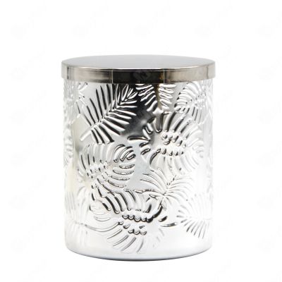NEW Silver Empty Candle Container Glass Candle Jar with Lid