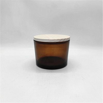 16 oz amber wide glass candle jar
