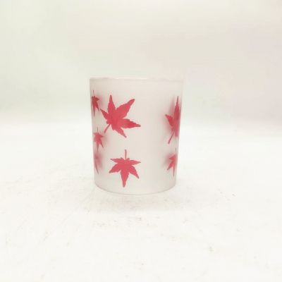 Enchanting autumn charming sexy maple leaf glass 8 ounce candle holder